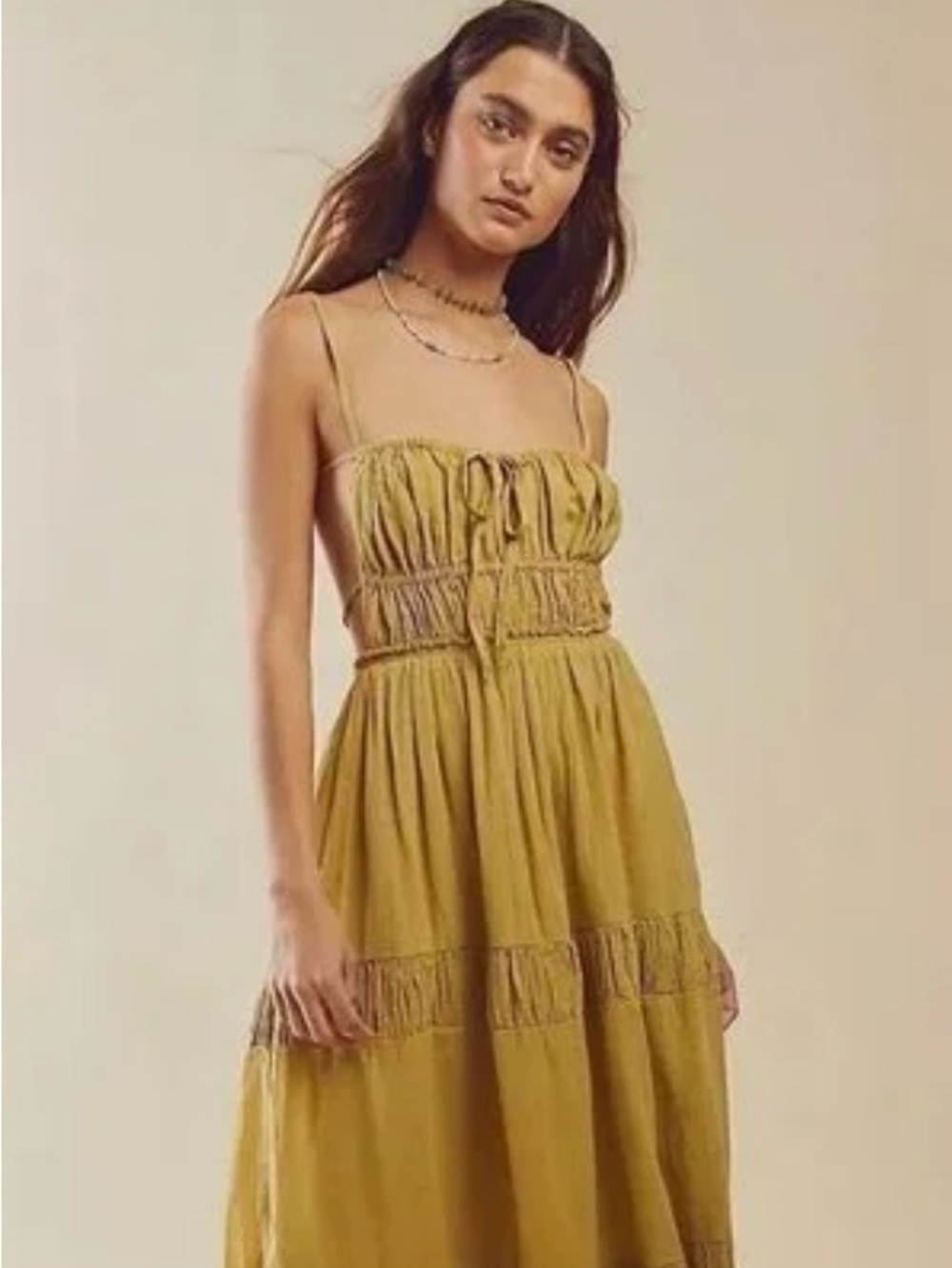 Free People Anthropologie Endless Summer Taking Sides Mossy Maxi Boho Dress Sz S